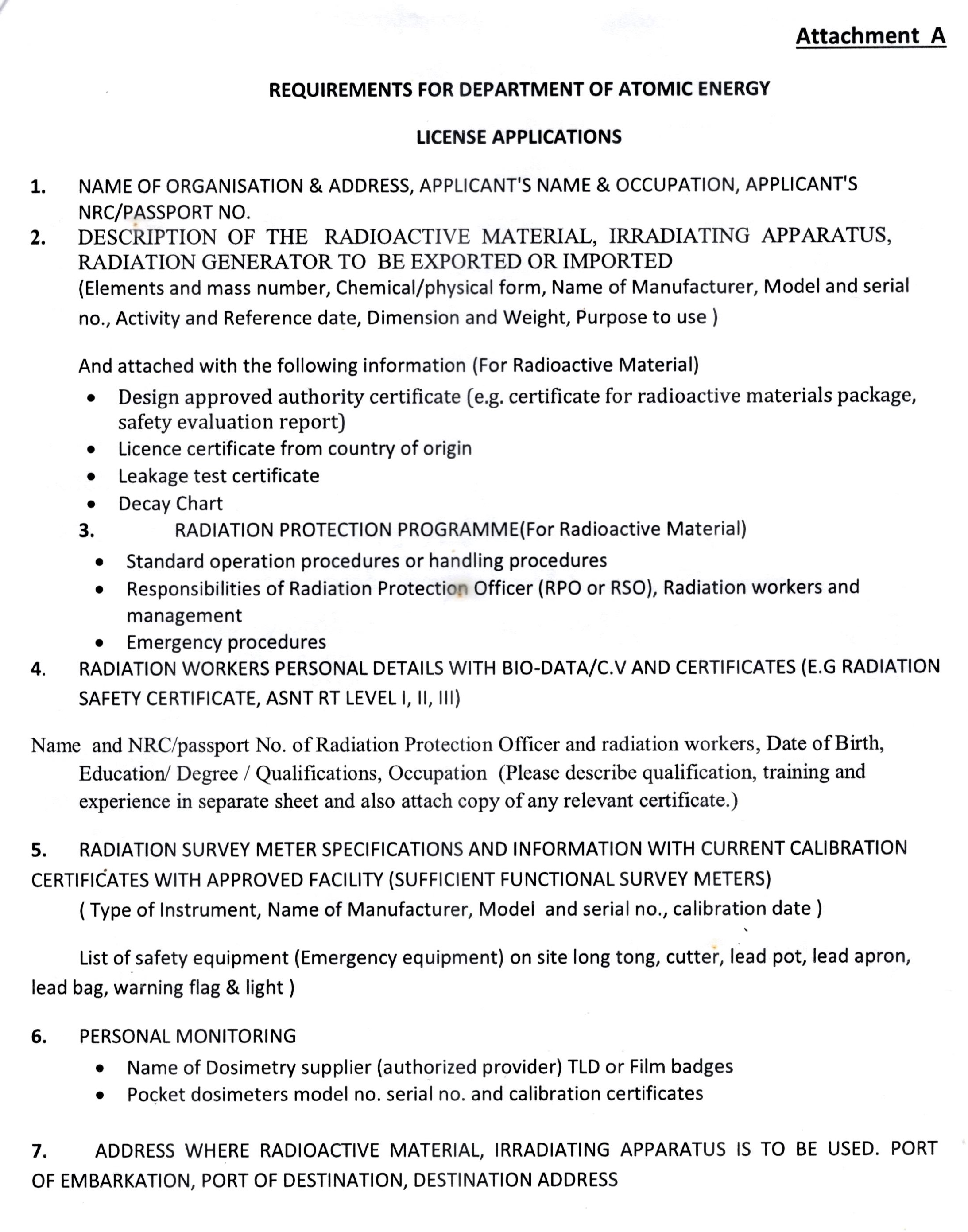 Procedure for Prior Permission, Registration Certificate and License Application for importation of radiation generators / irradiation apparatus or radioactive materialImport Recommendation from Department of Atomic Energy (Updated Version on October 2025)